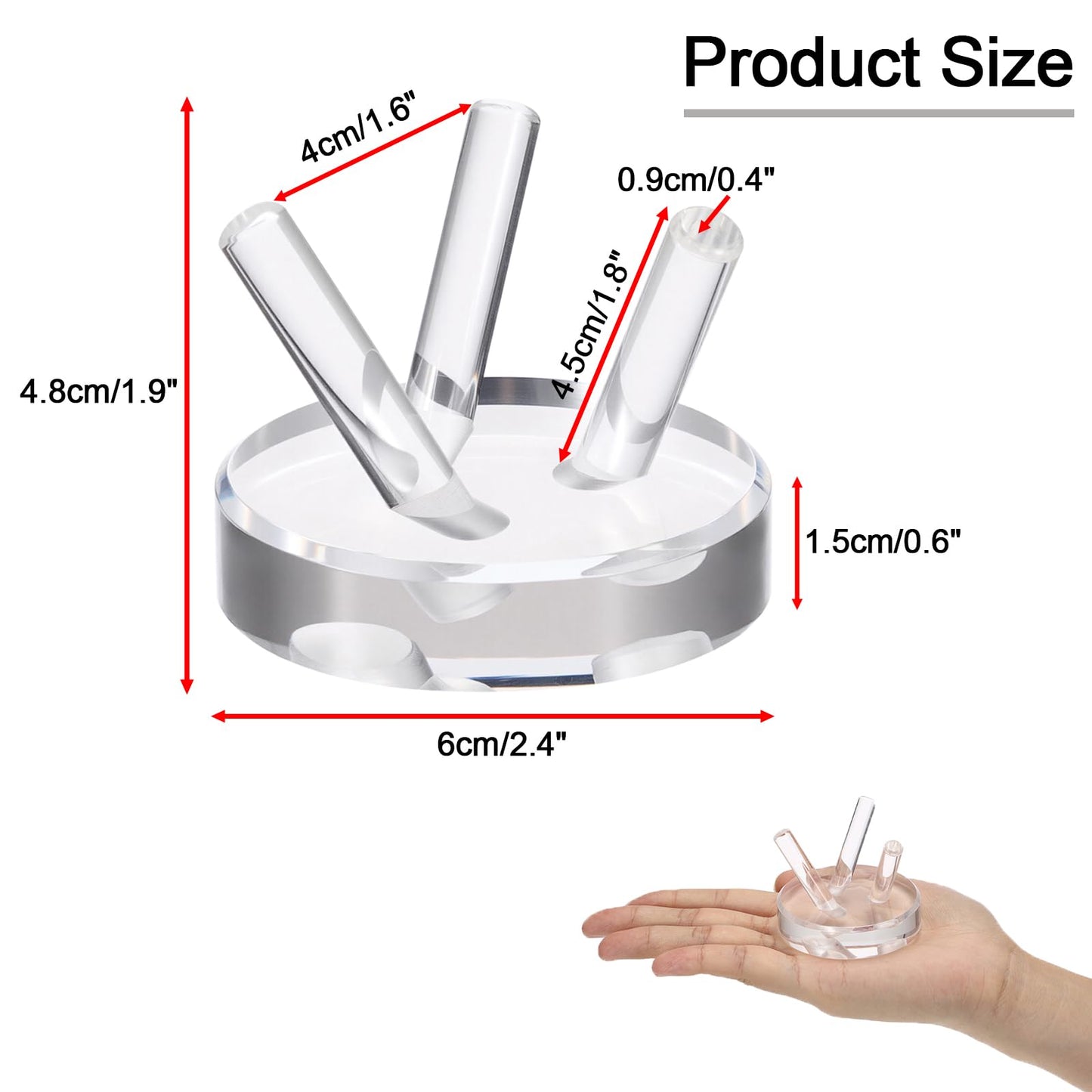 GUSHBIN 2 Packs Acrylic Softball Display Pedestal Sphere Stand with Round Holder for Baseball Tennis Golf Clear Rock Holder for Fossil Minerals, 2.4 Inch x 1.9 Inch