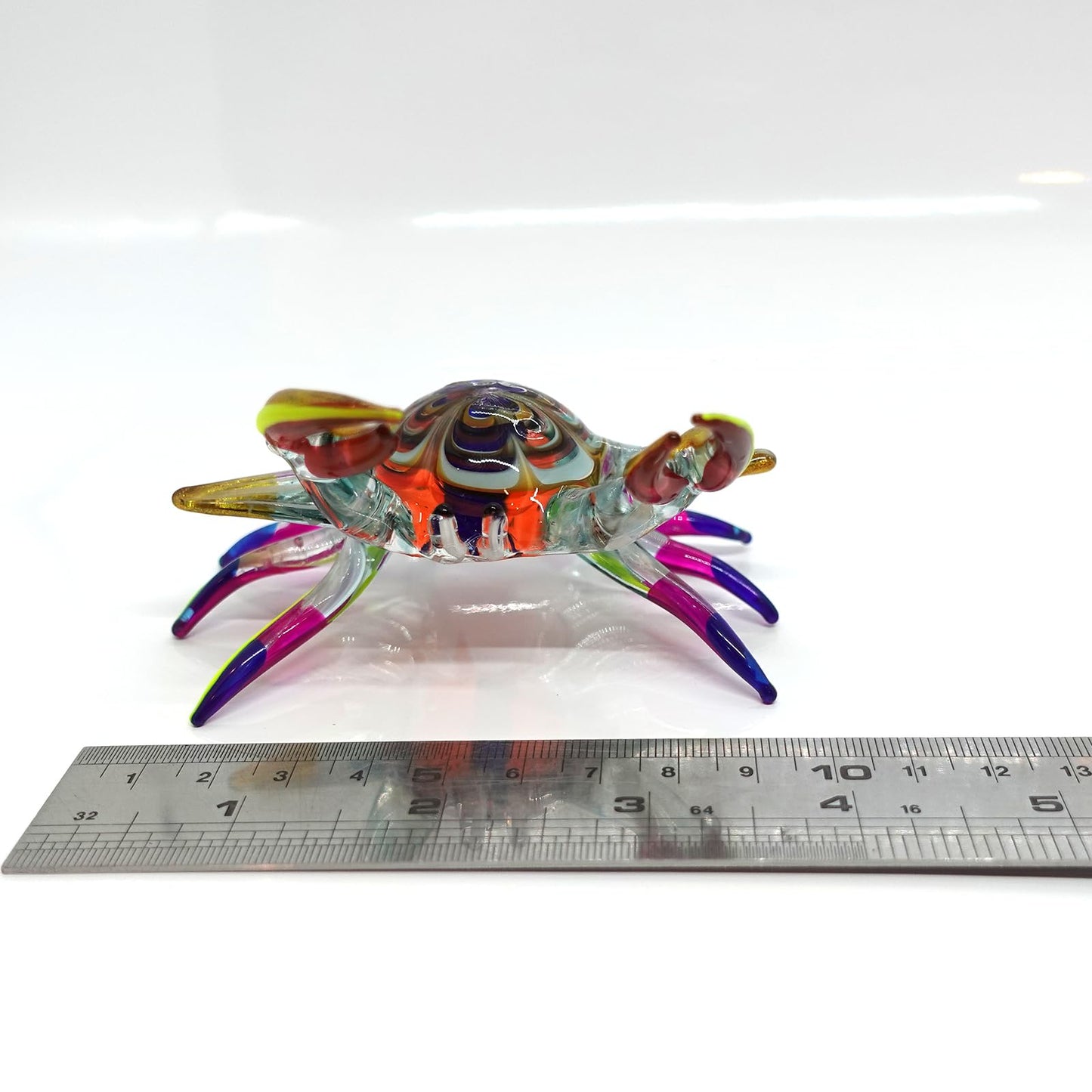 Sansukjai Crab Miniature Figurines Animals Hand Painted Blown Glass Art Collectible Gift Decorate 3.5", Vivid