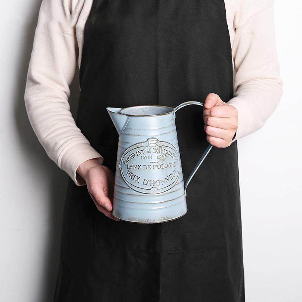 YHOMBES Shabby Chic Large Metal Jug Flower Pitcher Vase Primitive Jug Vase for Home Decoration