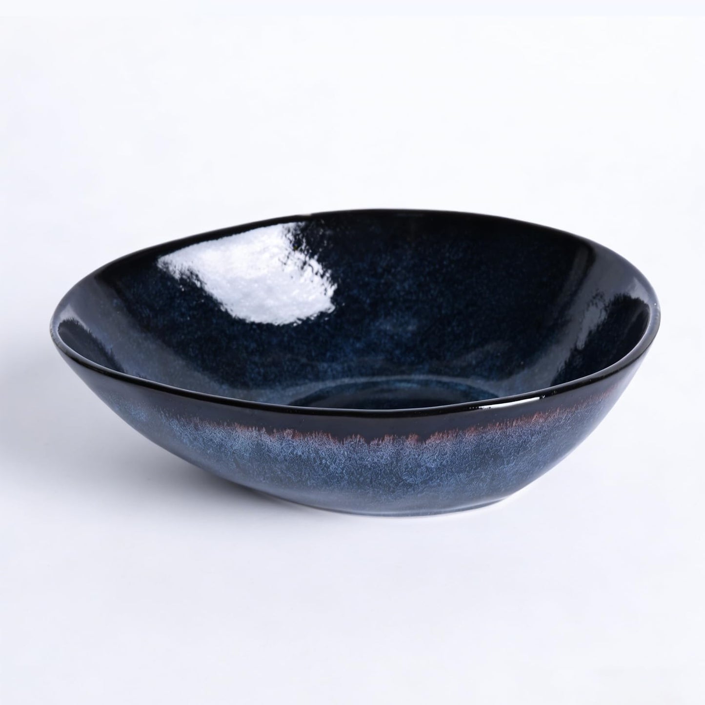 XIYOUQI Blue Decorative Bowl, 9.5" Blue Bowls, Ceramic Fruit Bowl，Pottery Key Bowl for Entryway Table, Candy Dish, Jewelry Trinket Dish, Fruit Bowl for Kitchen Counter, Glazed Bowl for Home Decor