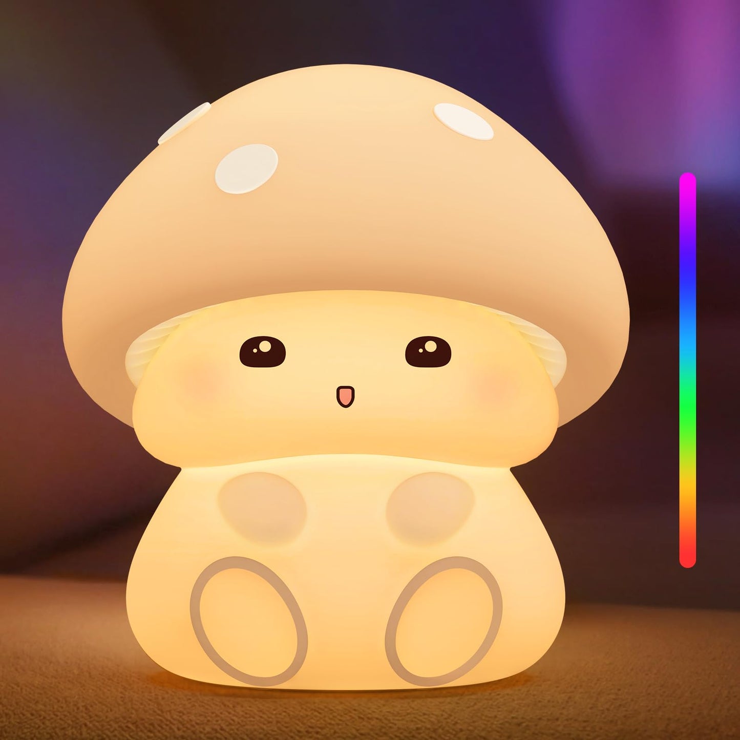 ICARER FAMILY Mushroom Night Light for Kids - Portable LED Nursery Lamp with Tap Control, 7 Color Changing, Dimmable Bedside Light for Baby Room, Toddler Birthday Gift