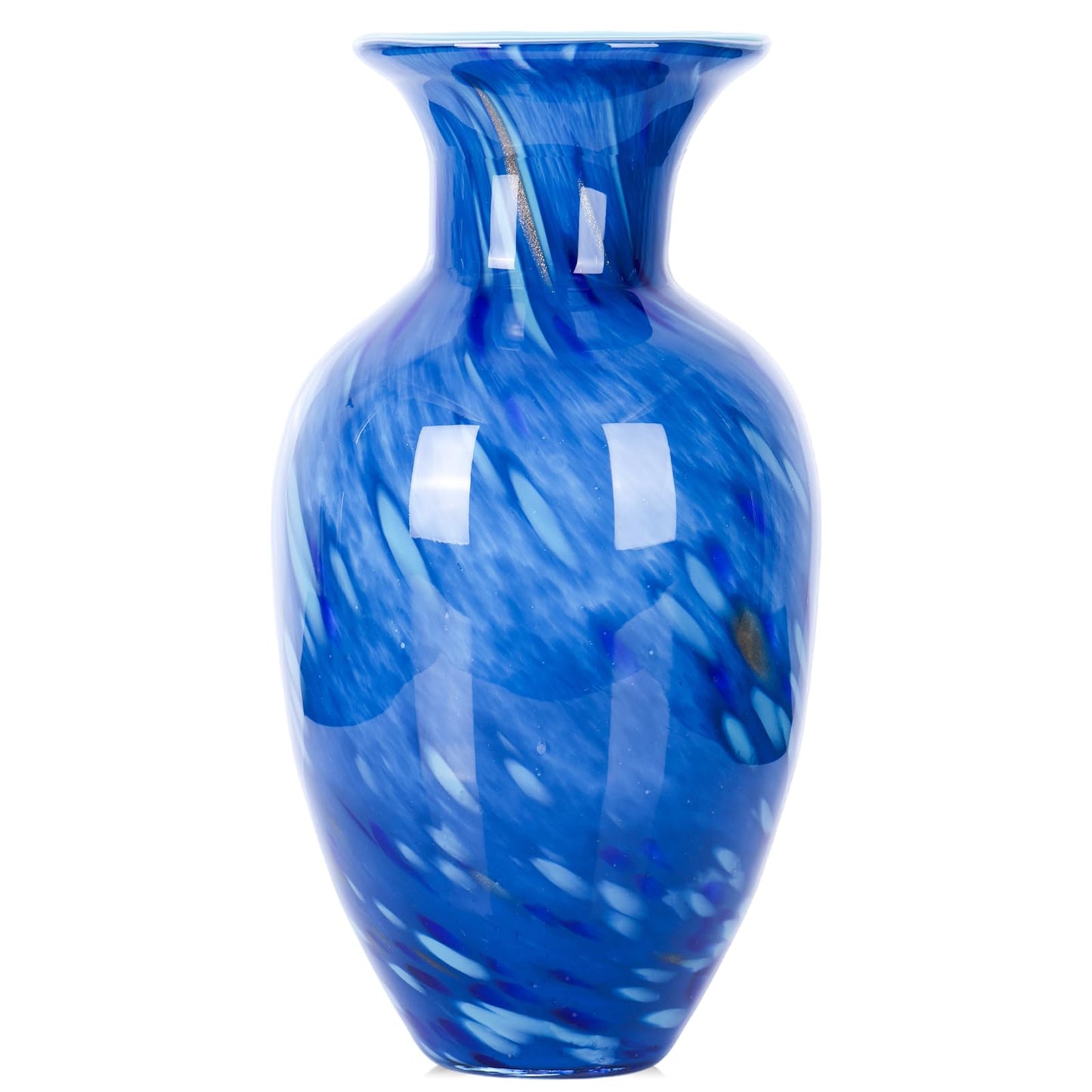 Hand Blown Glass vase,Unique Glass Vase,Modern Art Decor, Suitable for Living Room Coffee Tables,Wedding Centerpieces,Dining Tables,and Office Centerpiece Floral Arrangements (Blue, Small)