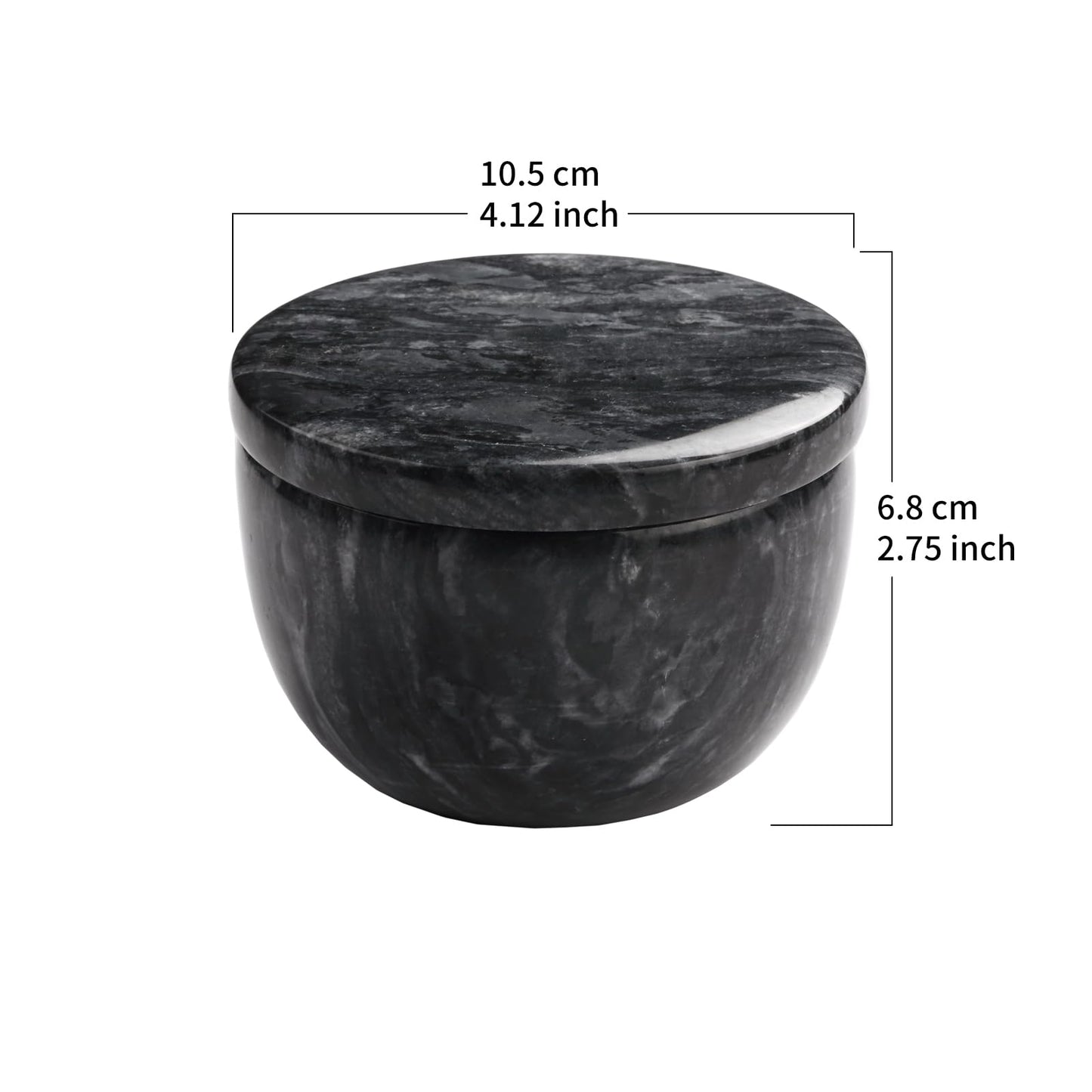 jalz jalz Marble Salt Box Spice keeper Black Big Salt Cellar Natural Material Salt Container Spice Cellar Large Capacity