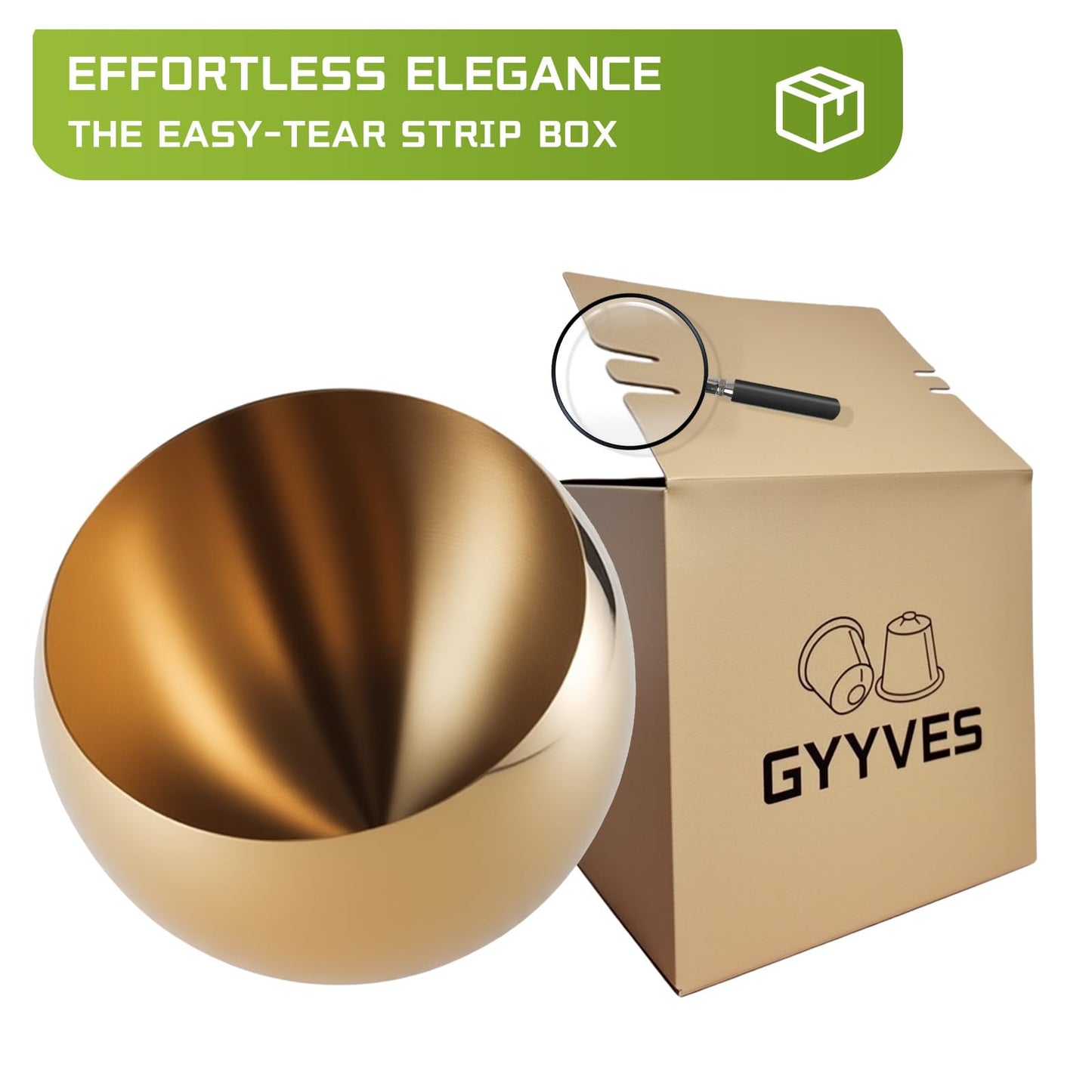 GYYVES Slim Stainless Steel Coffee Pod Holder - High-Capacity Minimalist Organizer to Declutter Your Espresso Pods - For an Organized Coffee Bar (Gold, M)