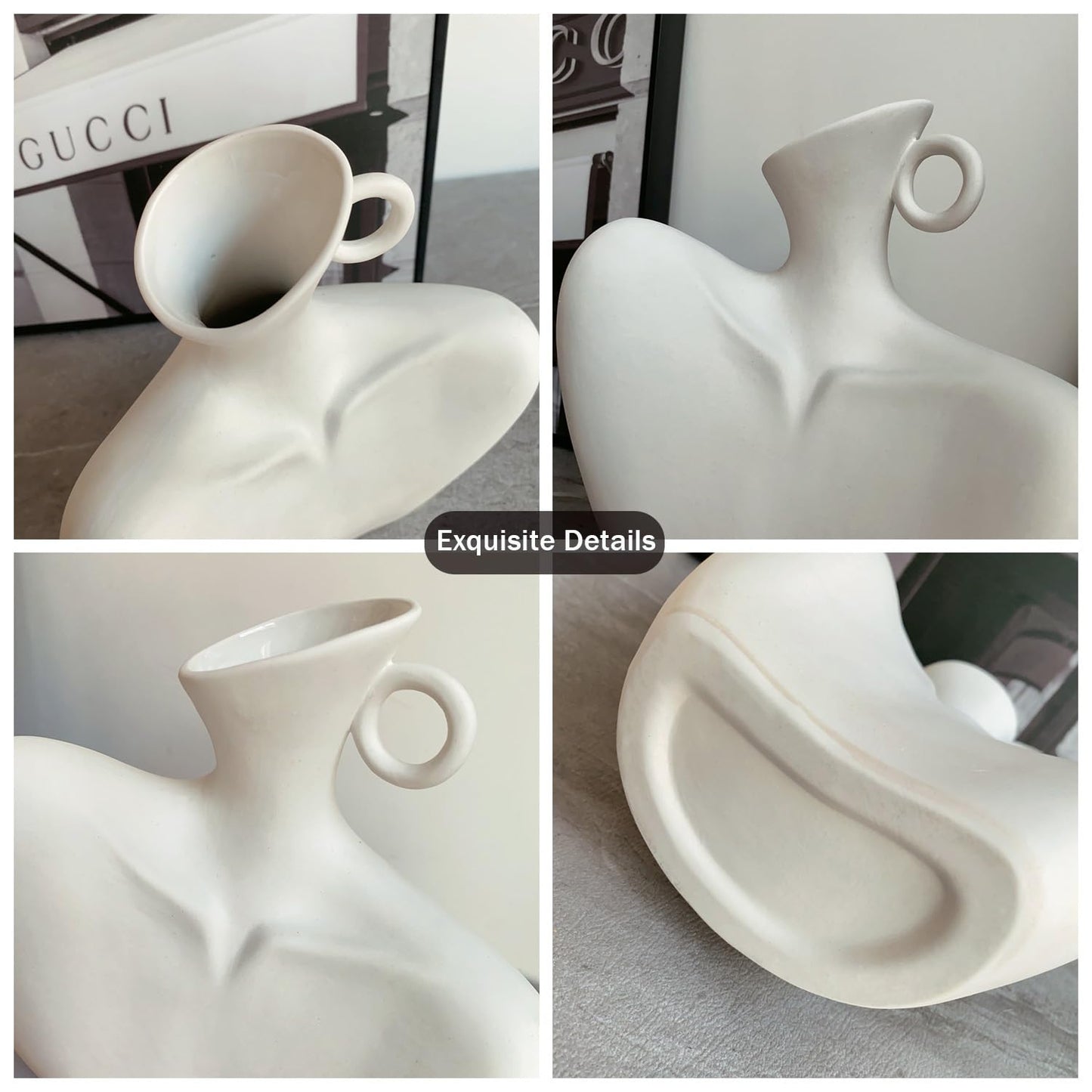 Ceramic Female Form Body Shape Flower Vase for Home Decor White (White)