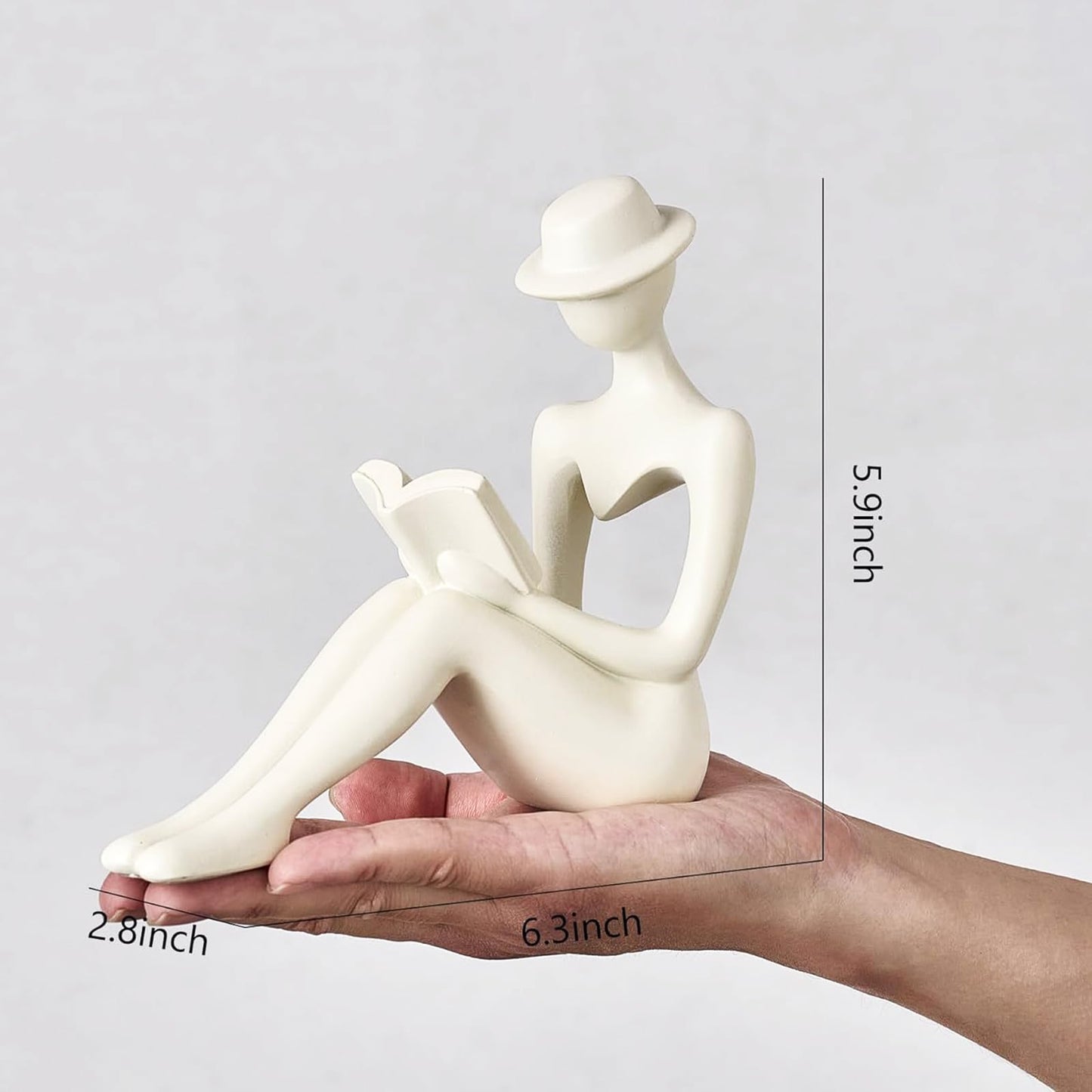 CEIERPH Lady Reading Statue Figurine, Home Decor Female Sculpture Accent for Shelves, Statue Gifts for Wife, Mom and Daughter