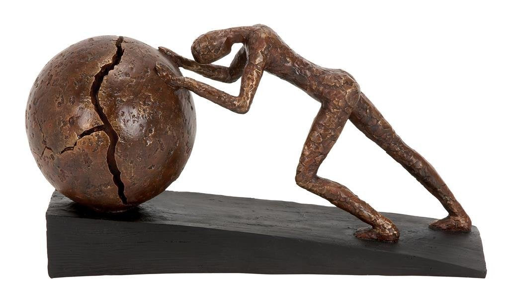 Deco 79 Polystone People Decorative Sculpture Home Decor Statue with Ball, Accent Figurine 5" x 15" x 8", Brown