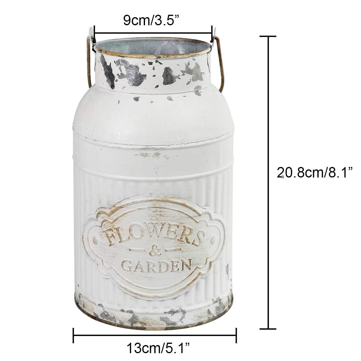 VANCORE Shabby Chic Metal Milk Jug Planter Metal Vases for Decor Rustic Flower Bucket Farmhouse Decorative Vases