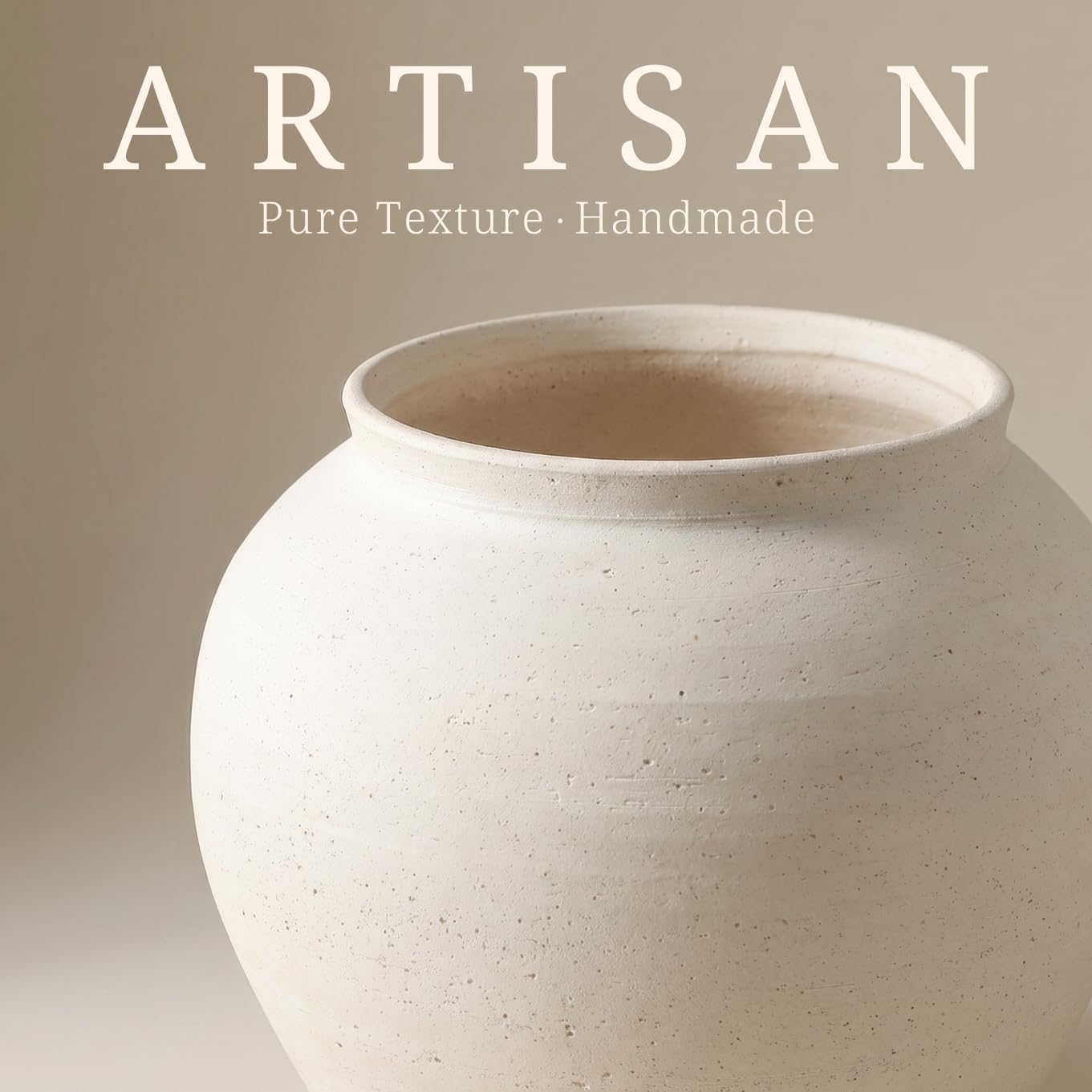 YVTVY Ceramic Vase 6.7", Textured Ribbed Flower Vase for Pampas Grass, Cream Beige Wabi-Sabi Handmade Pottery Vase, Rustic Farmhouse Table Centerpiece for Entryway Shelf Nightstand Decor
