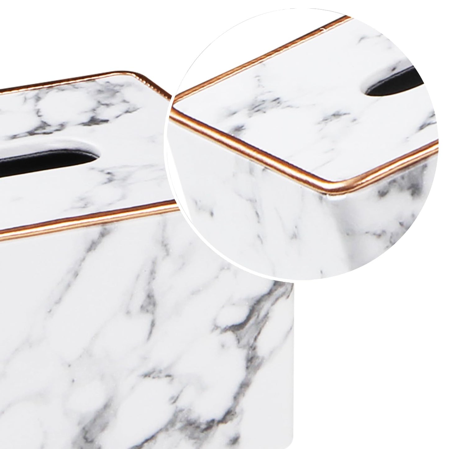 Leather Tissue Box Cover Rectangle,Stylish Tissues Box Holder Modern Rectangular Facial Paper Towels Organizer/Dispenser Decor Tissue Cover for Bathroom NightStand Coffee Table Home Office Desk,Marble