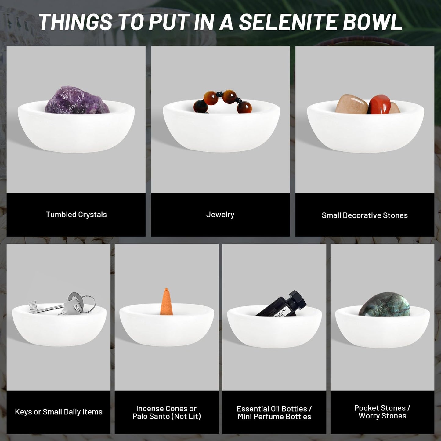 Orientrea 2.8″ - 3.2″ Selenite Crystal Bowl - Selenite Charging Bowl for Energy Cleansing, Charging, Meditation, Home Decor & Crystal Healing, Crystals and Healing Stones