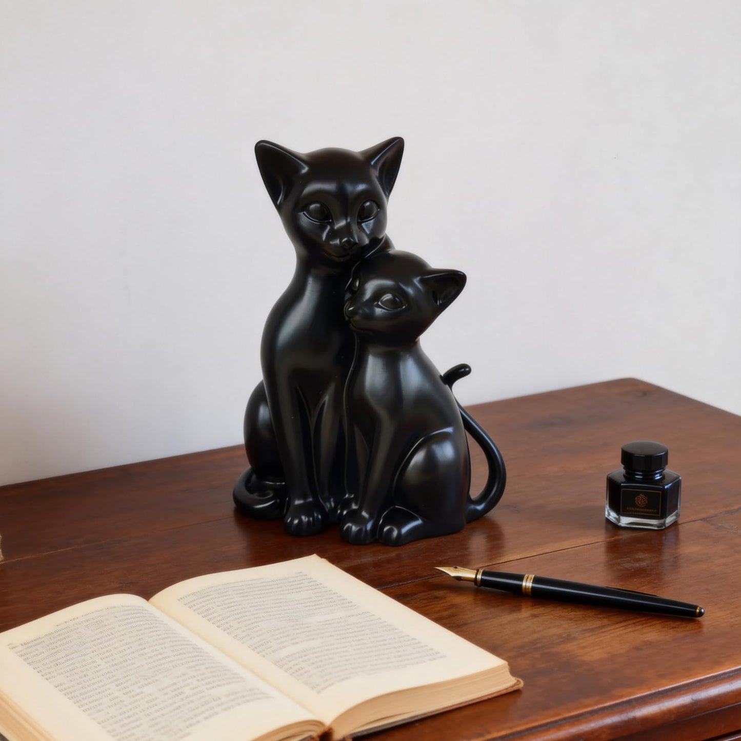 JOOMBE Black Cat Statue Animal Couple Figurine for Cat Lovers Gifts