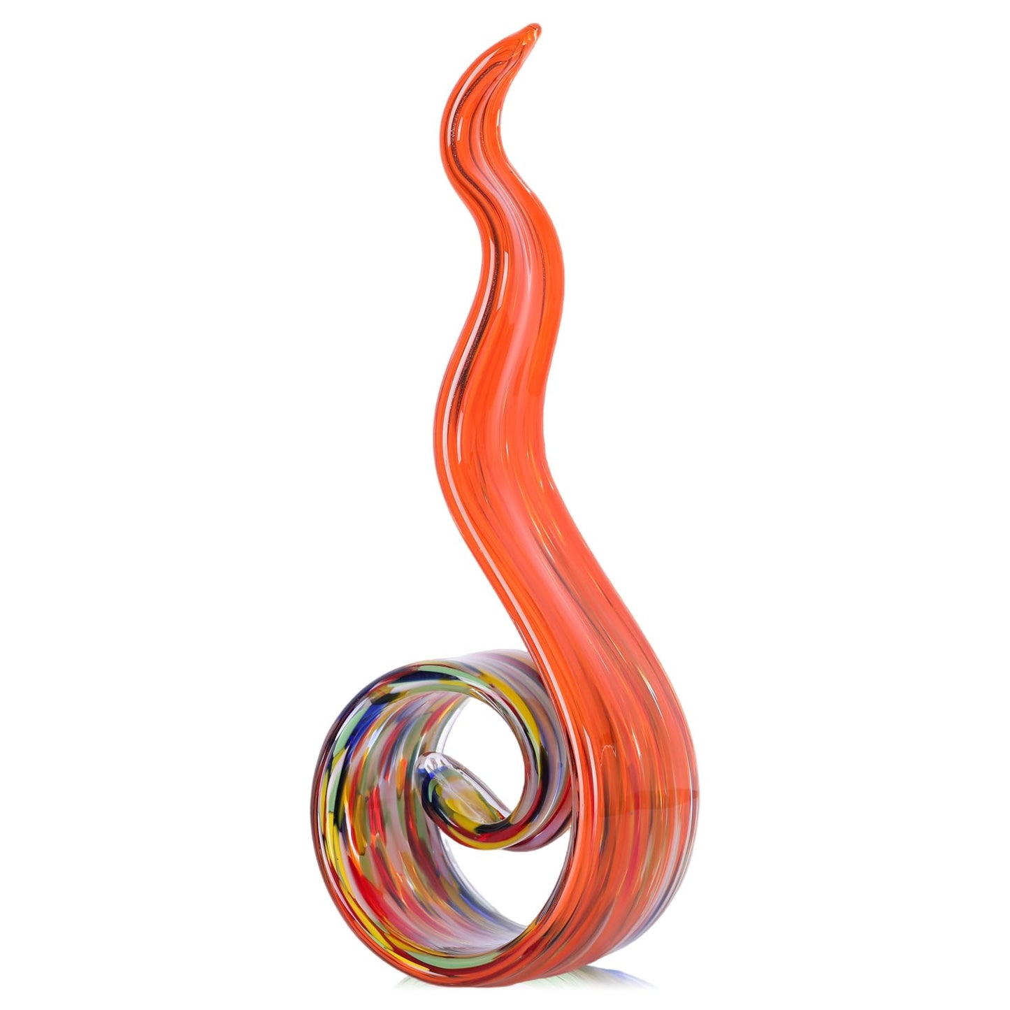 11.4" Tall Hand-Blown Glass Sculpture Murano-Style Sculpture Art Ornament Statue Figurines Home Decor Accent Piece Coastal Ocean Nautical Home Decor,Shelf,TV Stand,Tabletop Centerpieces (Re'd)