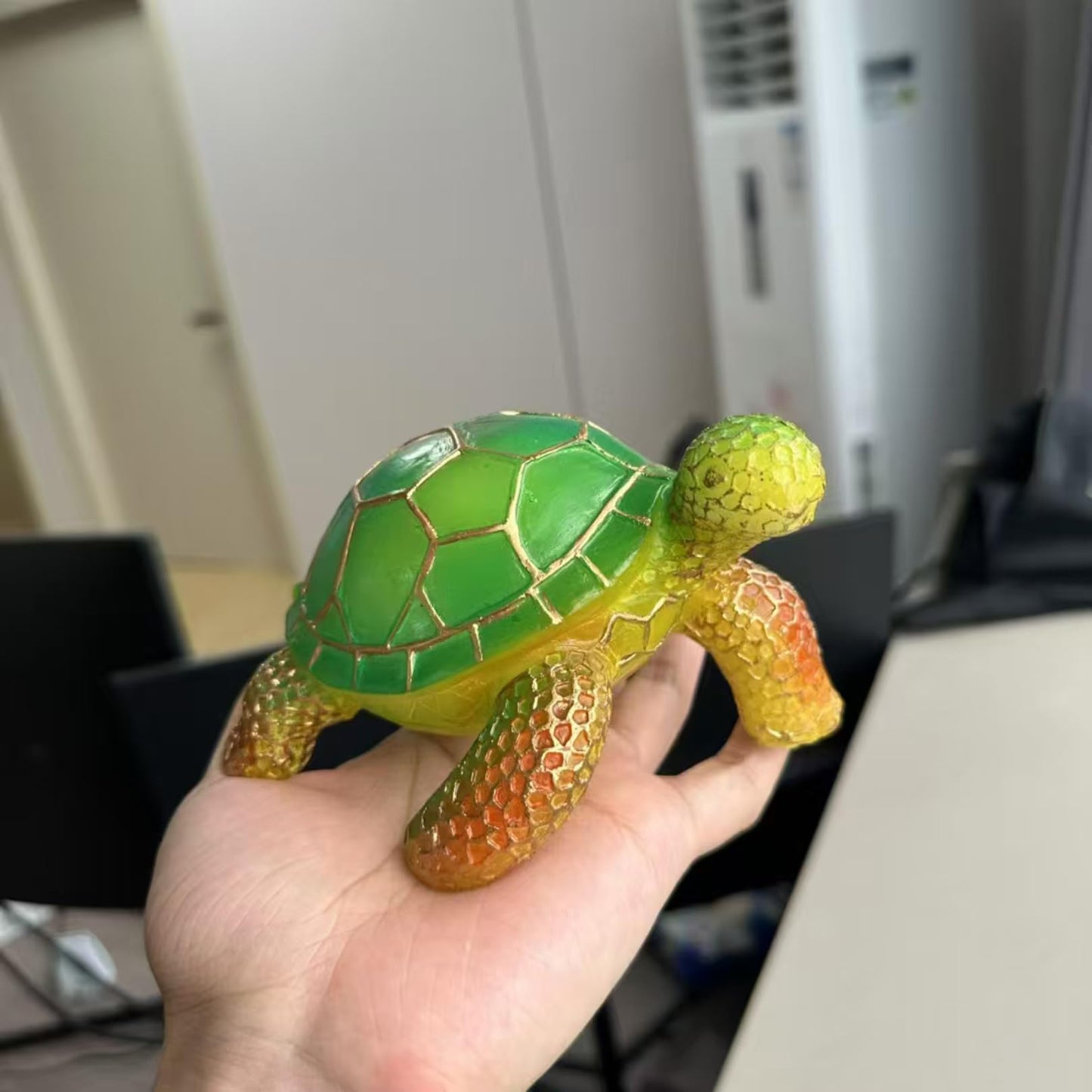 Desniltol 3D Animal Table Lamp, Retro Stained Animal Night Light Lamp, Cute Resin Animal Lamps, Vintage Animals Bedside Lamp with USB Ports Suitable for Living Room, Bedroom, Home Office (Sea Turtle)