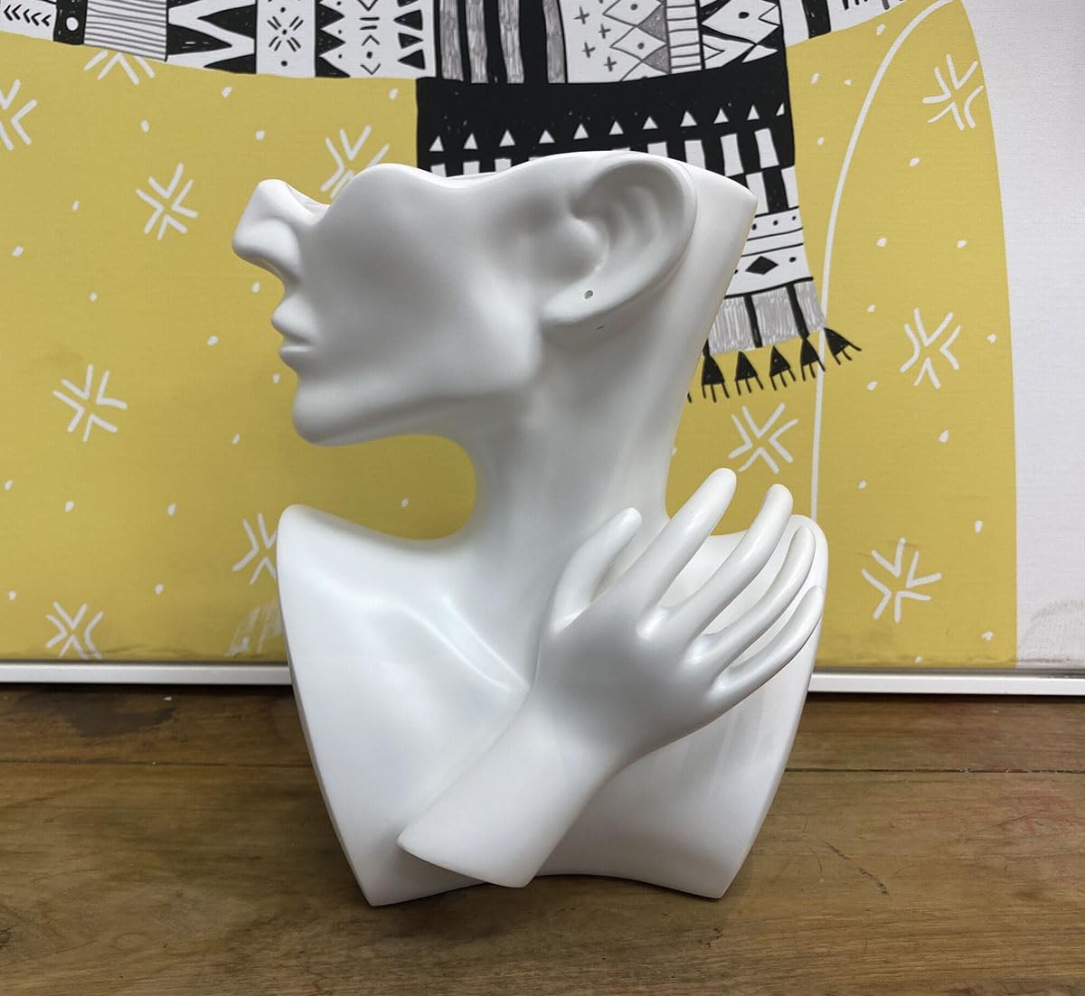 Semeid Abstract Face Planters Pots Head Flower Vase (White)