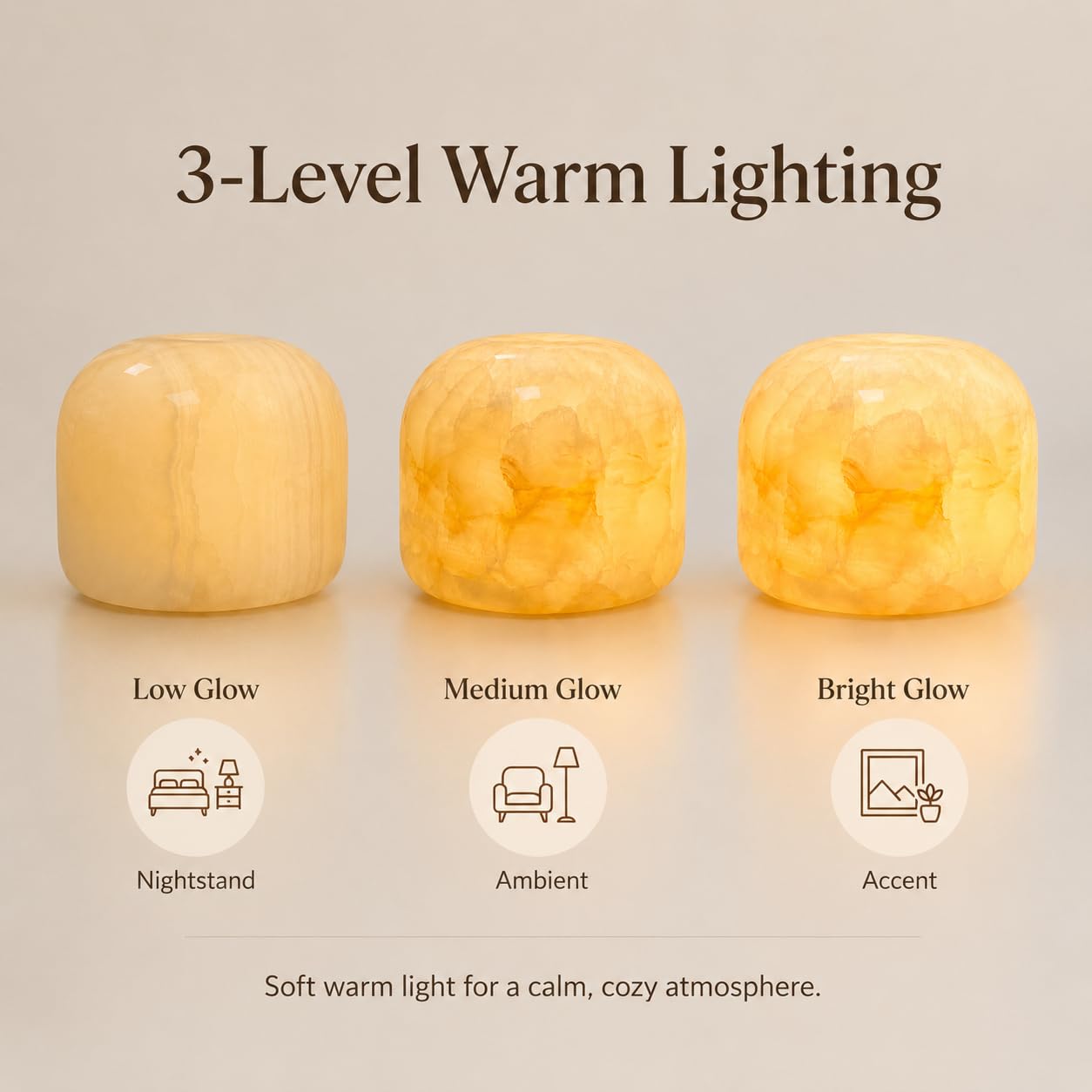 Lierlava Natural Marble Tap Lamp,Hand-Carved Stone Ambient Light,