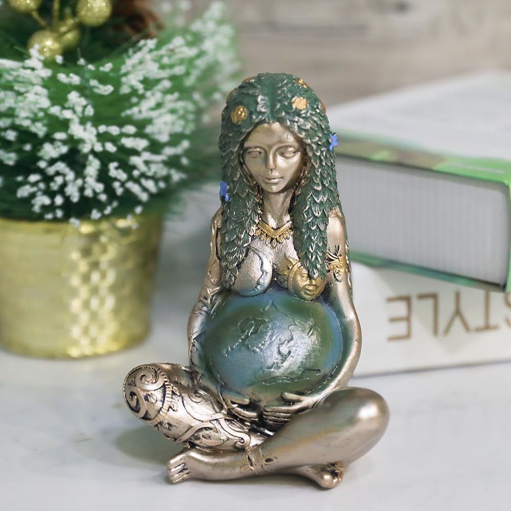 SHOWFEICAT Goddess Statue, Gaia Statue Mother Earth Nature Moon Statues, Resin Witchy Spiritual Figurine Home Room Decor Garden Decoration Earth Day Decoration