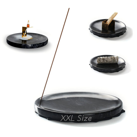 5-in-1 Multi-Function Marble Incense Holder | 7.1-Inch Natural Marble Burner, All-in-One for Cones & Sticks, Heat-Resistant Aromatherapy Tray with Non-Slip Base (Gift Box Included)