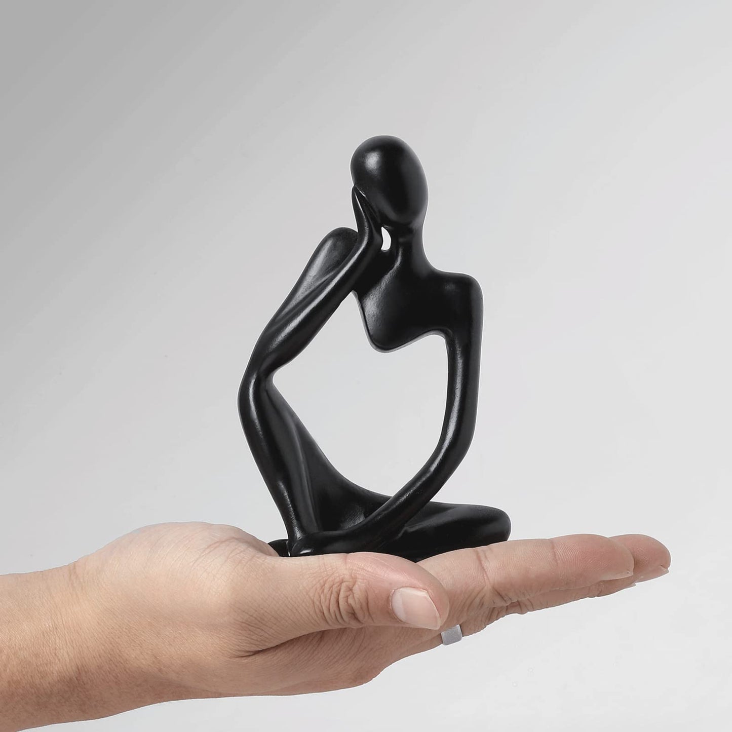 BrownLove 3pcs Decor Blcak Thinker Statue Abstract Art Sculpture，Resin Collectible Figurines for Home Living Room Office Shelf Decoration