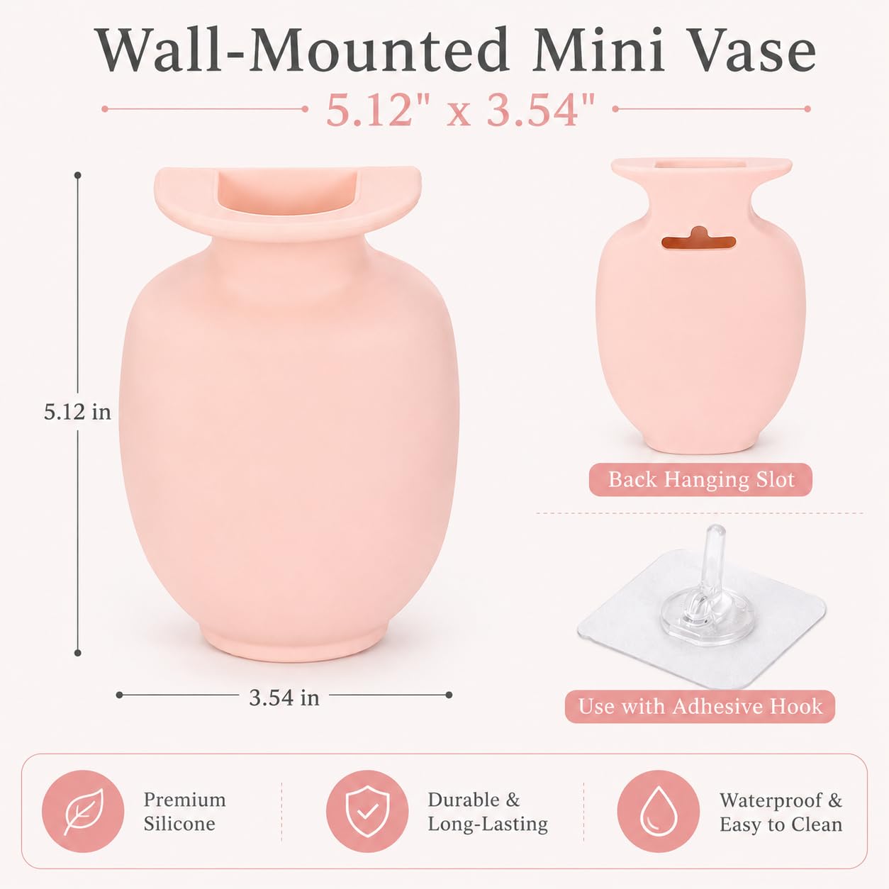 ChezMax Mini Vase 4PCs, Removable Wall-Mounted Flower Vase Reusable Hanging Flower Pot on Fridge Door Glass Window Tile for Home Office Bathroom Shop Decoration (Blue+Green+Pink+Beige)