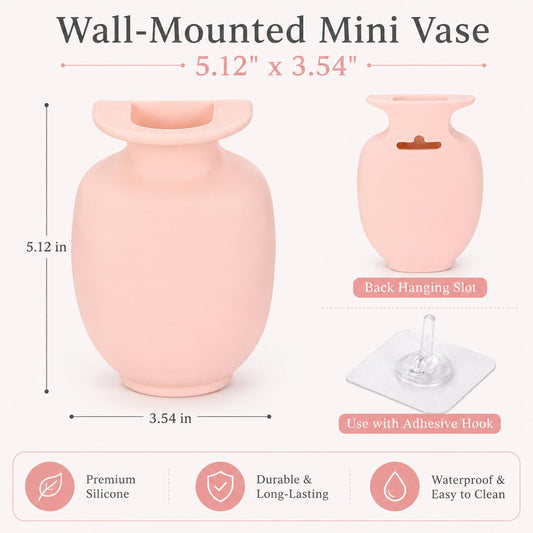 ChezMax Mini Vase 4PCs, Removable Wall-Mounted Flower Vase Reusable Hanging Flower Pot on Fridge Door Glass Window Tile for Home Office Bathroom Shop Decoration (Blue+Green+Pink+Beige)