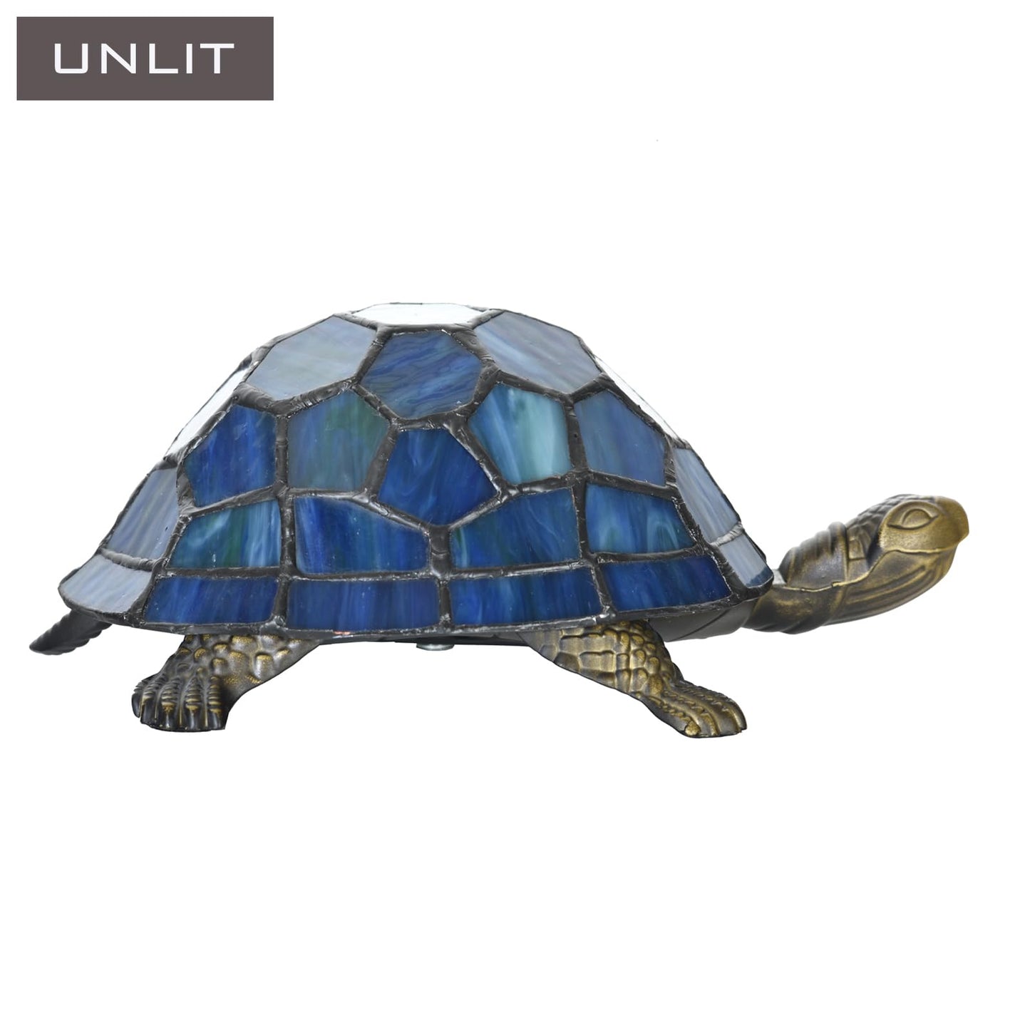 HomeBeauty A0020 Tiffany Style Turtle Lamp Handmade Stained Glass Animal Night Light for Bedside Livingroom Bedroom, LED Bulb Included (Blue)
