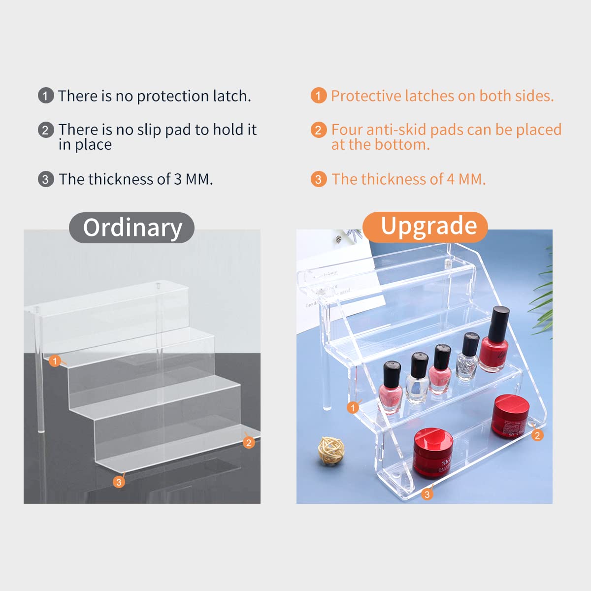 Sezanrpt Acrylic Perfume Display Stands Set of 2, 4 Tiered Cupcake Stand, Acrylic Funko Pop Display Shelves for Perfume Organizer, Shot Glass, Figures Collections, Makeup, 11.8x11x9.4 inch