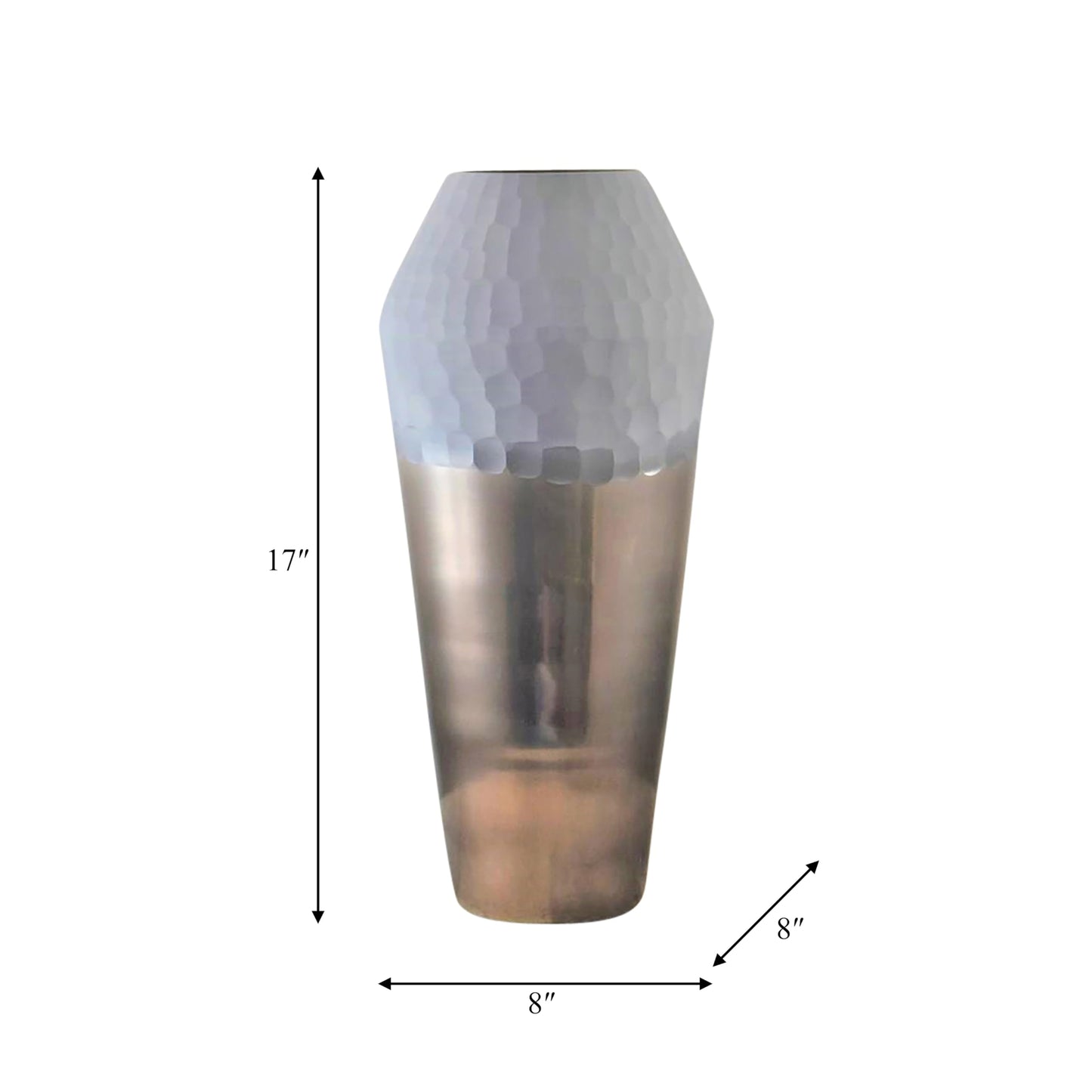 Sagebrook Home Glass Metallic Cylinder Hammered 2Tone Handcut Vase