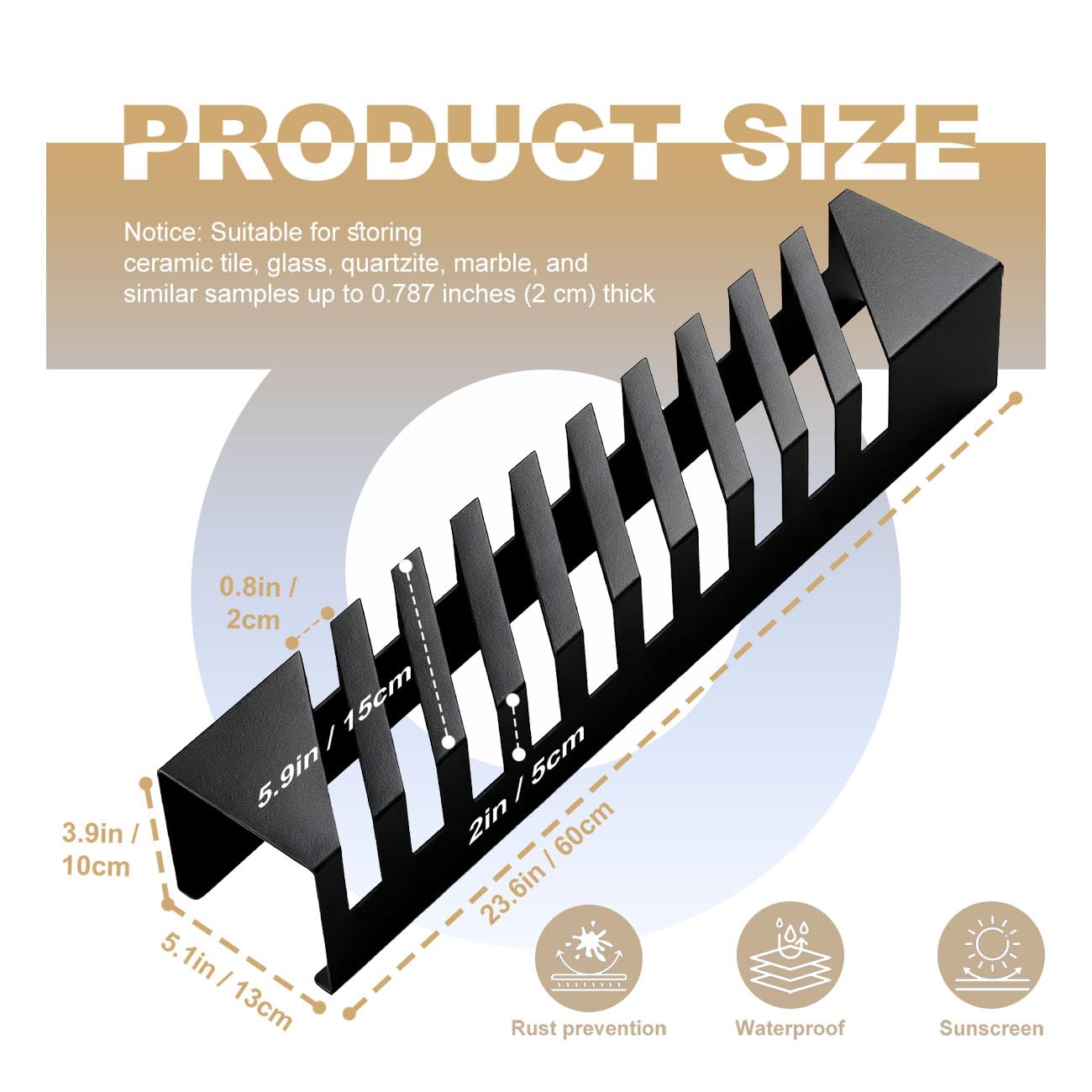 Heavy Duty Tile Sample Organizer & Display Rack, 10-Slot Carbon Steel Small Tile Stand Organizer for Ceramic & Flooring Samples, Countertop Organizer for Retail Stores, Showrooms & Exhibitions