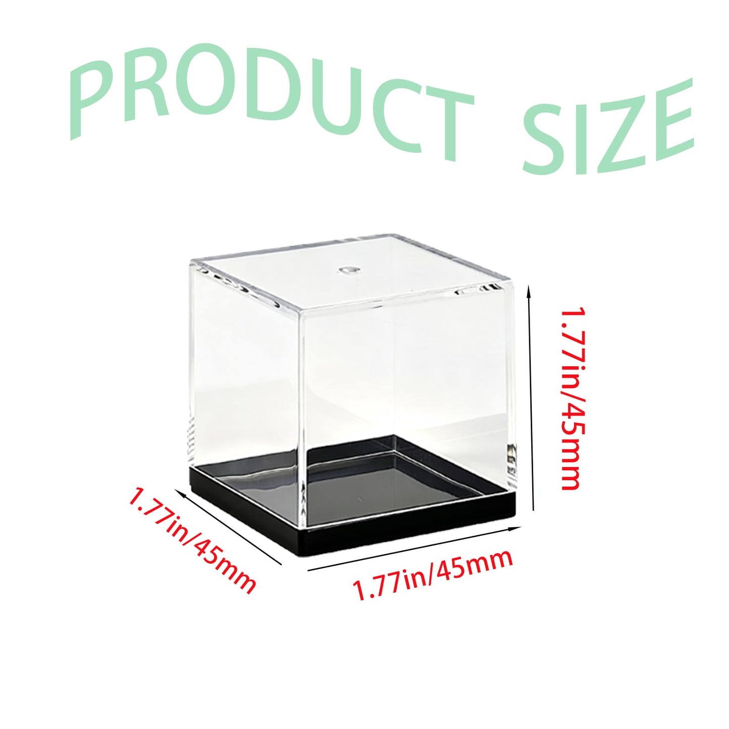12 Pcs Cube Display Box, 1.77x1.77x1.77Inch Mineral Sample Case, Clear Display Case Specimen Box Suitable for Storing Ores, Crystals, Collectibles, Action Figures, and Miniature Models