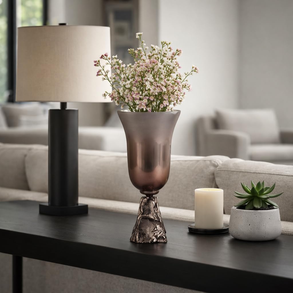 Sagebrook Home Glass Metallic Round 2Tone Chalice Vase