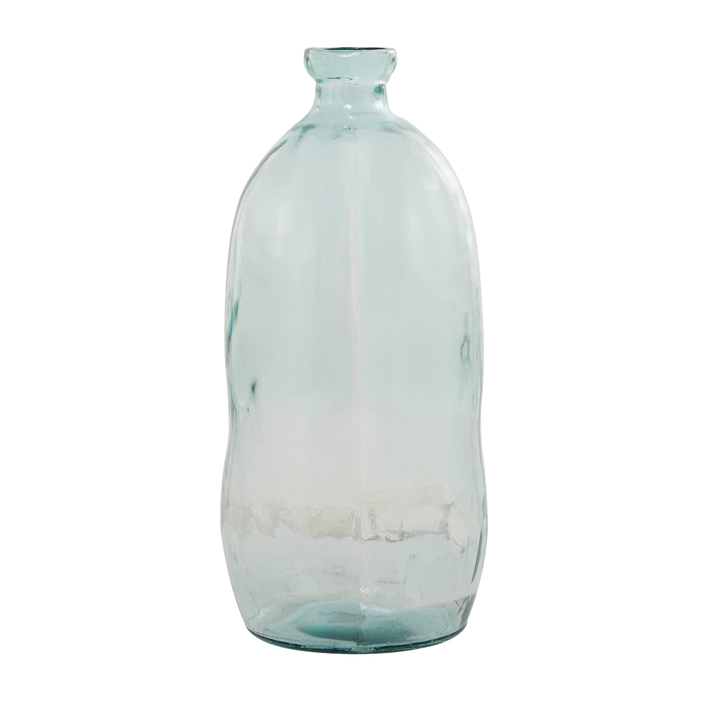 Deco 79 Recycled Glass Handmade Decorative Vase Spanish Bottleneck Centerpiece Vase, Flower Vase for Home Decoration 13" x 13" x 29", Blue
