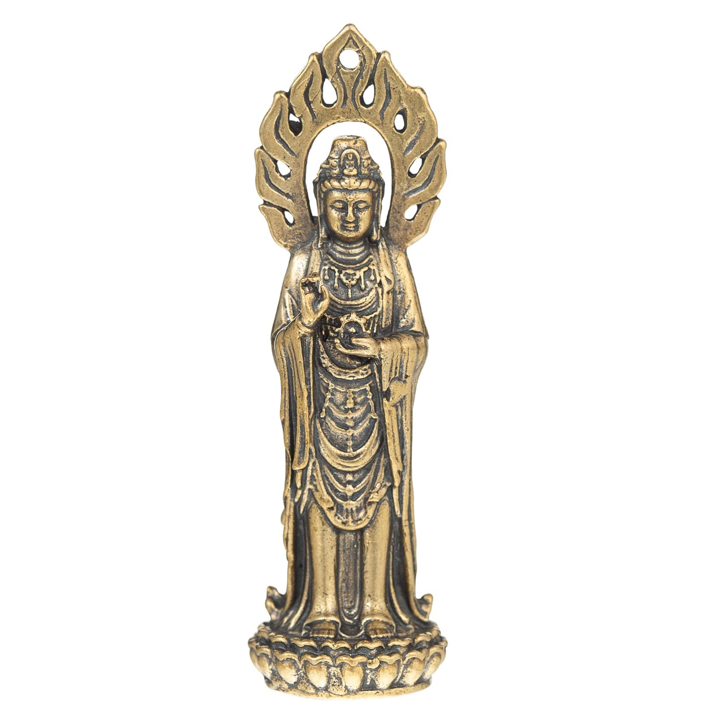 Pure Copper Guan Yin Statue - Handmade Quan Yin Statues for Meditation Altar, Goddess of Mercy and Compassion