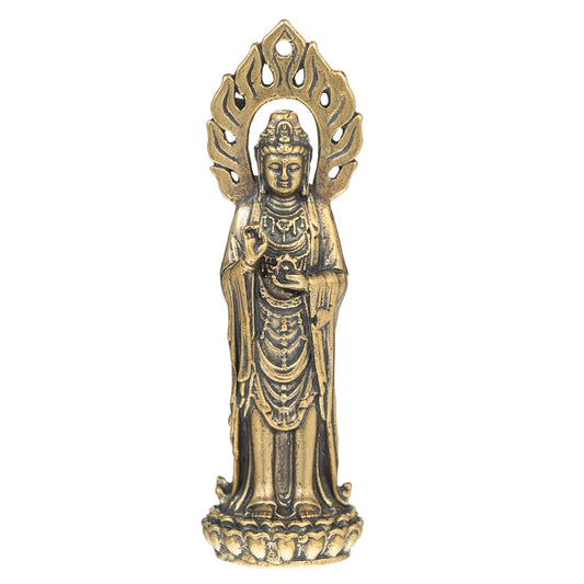 Pure Copper Guan Yin Statue - Handmade Quan Yin Statues for Meditation Altar, Goddess of Mercy and Compassion