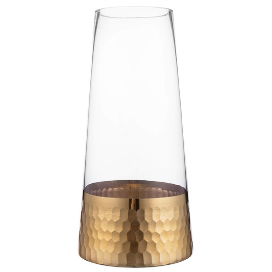MyGift Glass and Gold Bottom Flower Vases, 10 inch Clear Glass Vases for Table Centerpieces Home Decor