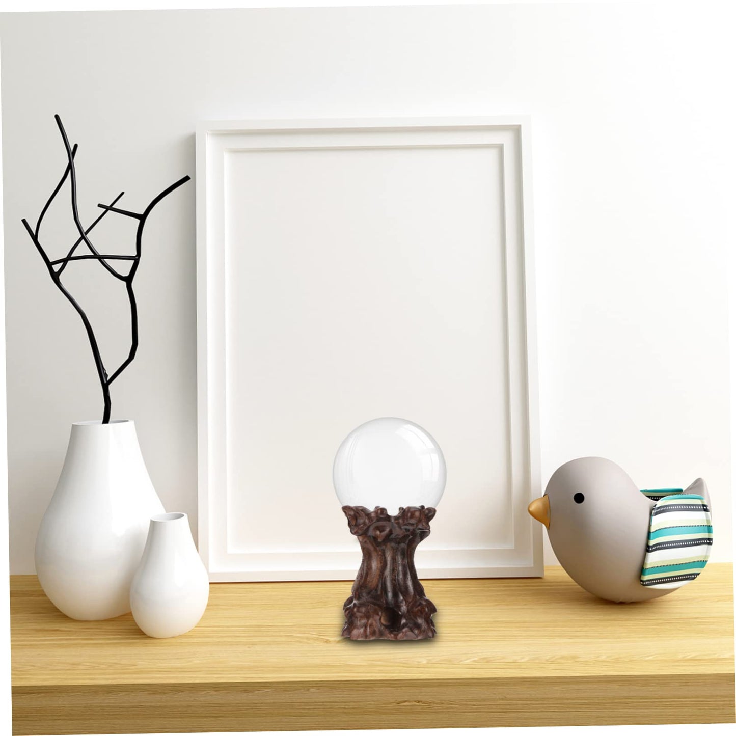 CORHAD Wood Carving Base 2.16X1.96X1.57In Crystal Ball Stand Sphere Holder Pedestal for Home Decor Display Stands Easy Installation Sturdy Support
