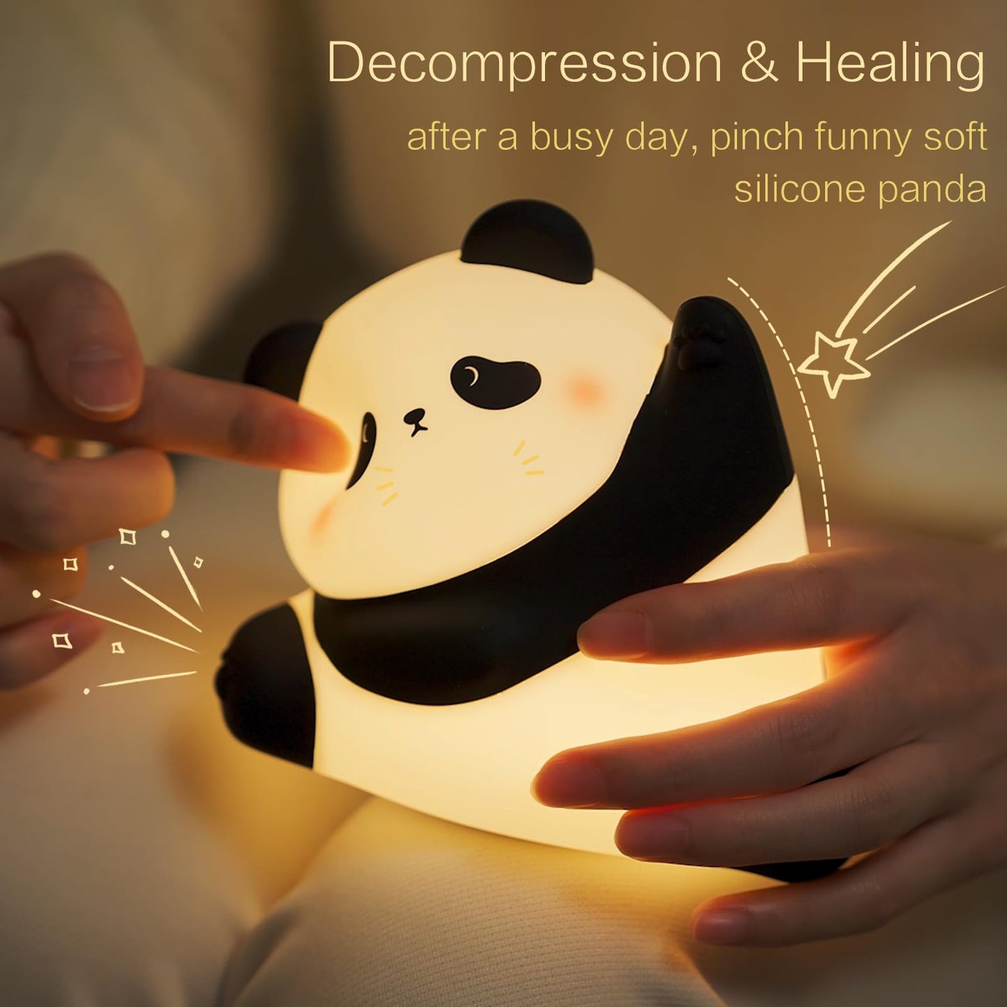 R YRHH-PET Kungfu Pose Panda Night Light, Squishy Cute Lamp Baby Panda Gift
