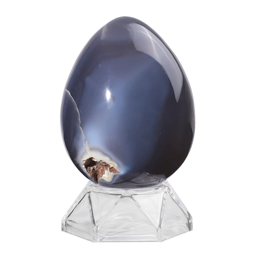 Sportmusies Natural Orca Agate Stone Egg Figurine Home Office Easter Decoration, Reiki Healing Crystal for Yoga Meditation, 2.55-3.26 inches