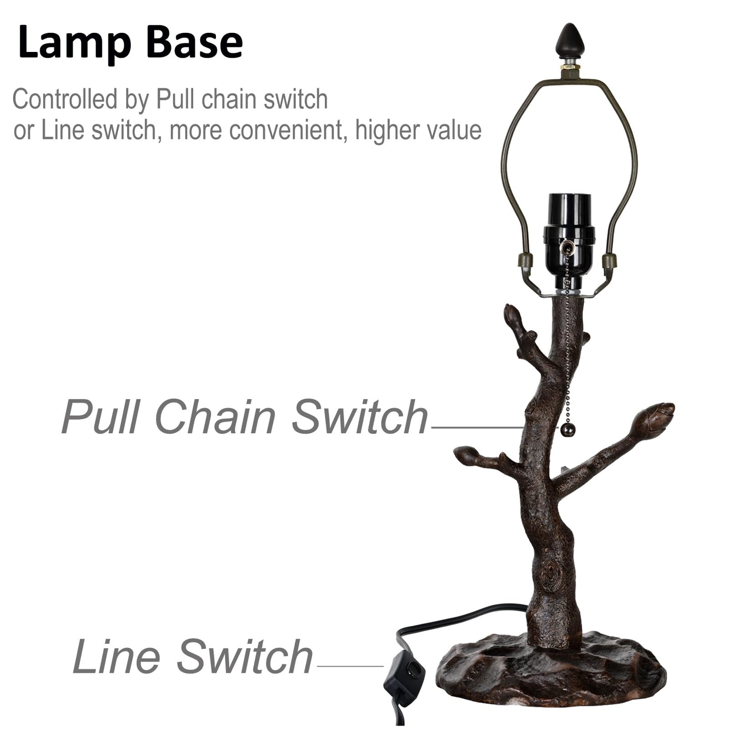 HomeBeauty TL0035 Tiffany Style Stained Glass Table Lamp, Cardinal Bird Desk Lamp with Branch Base, W 12" x OH 21", Great for Home Decor & Night Lighting, LED Bulb Included (Red Cardinal)