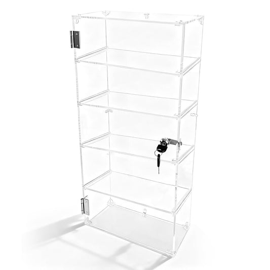 5 Shelf Acrylic Display Case with Lock,Clear Acrylic Box,Retail Display Case for Collectibles,Used to Store Collectibles, Jewelry, valuables, etc.-Safe and Orderly. (Transparent, Layer 5)