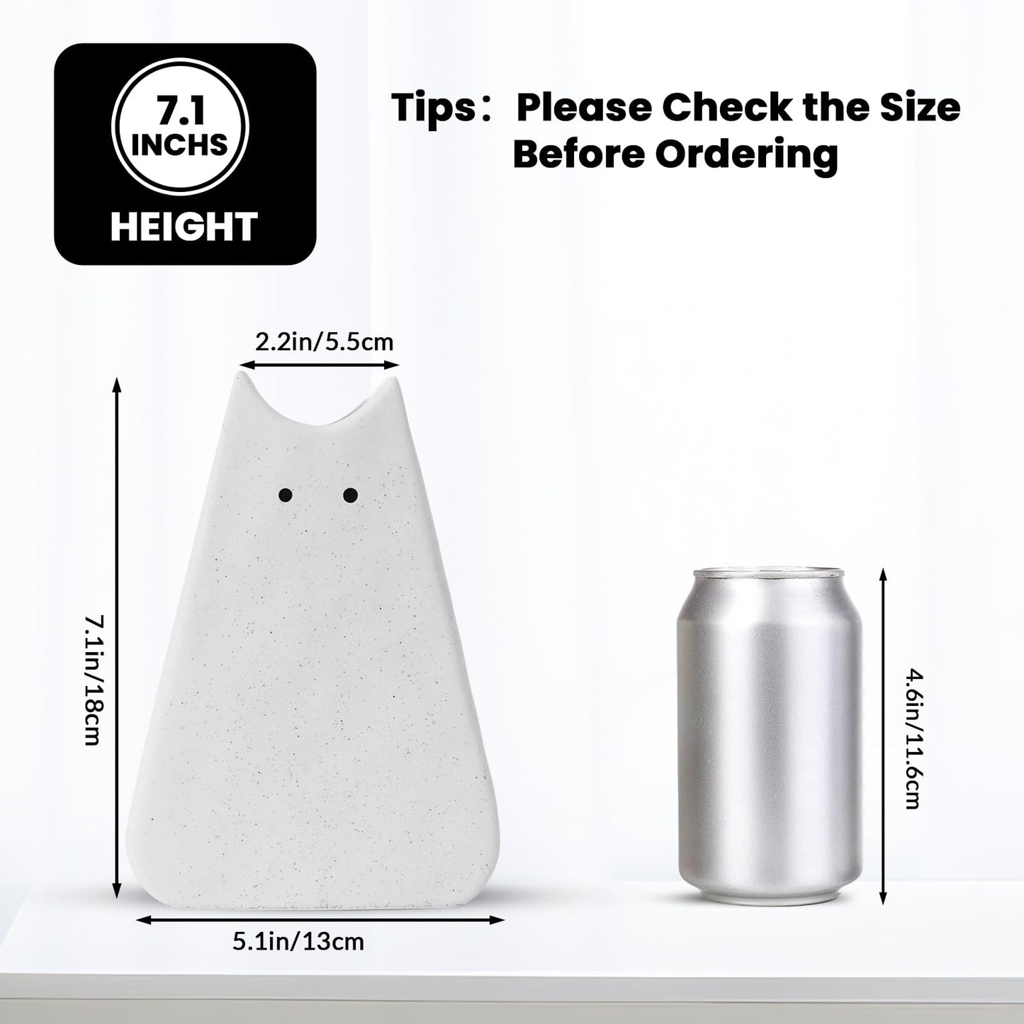 NierNika Adorable White Cat Vase - Modern, Simple & Creative Ceramic Flower Vase, Perfect Unique Gift for Girls, Women, Mothers & Cat Lovers - Ideal for Home Decor