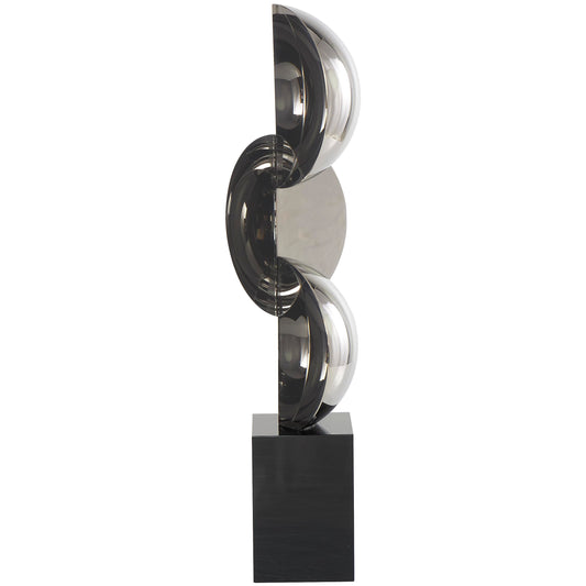 Deco 79 Crystal Geometric Decorative Sculpture Abstract Two-Tone Home Decor Statue with Stacked Semi Circles, Accent Figurine 5" x 4" x 18", Black