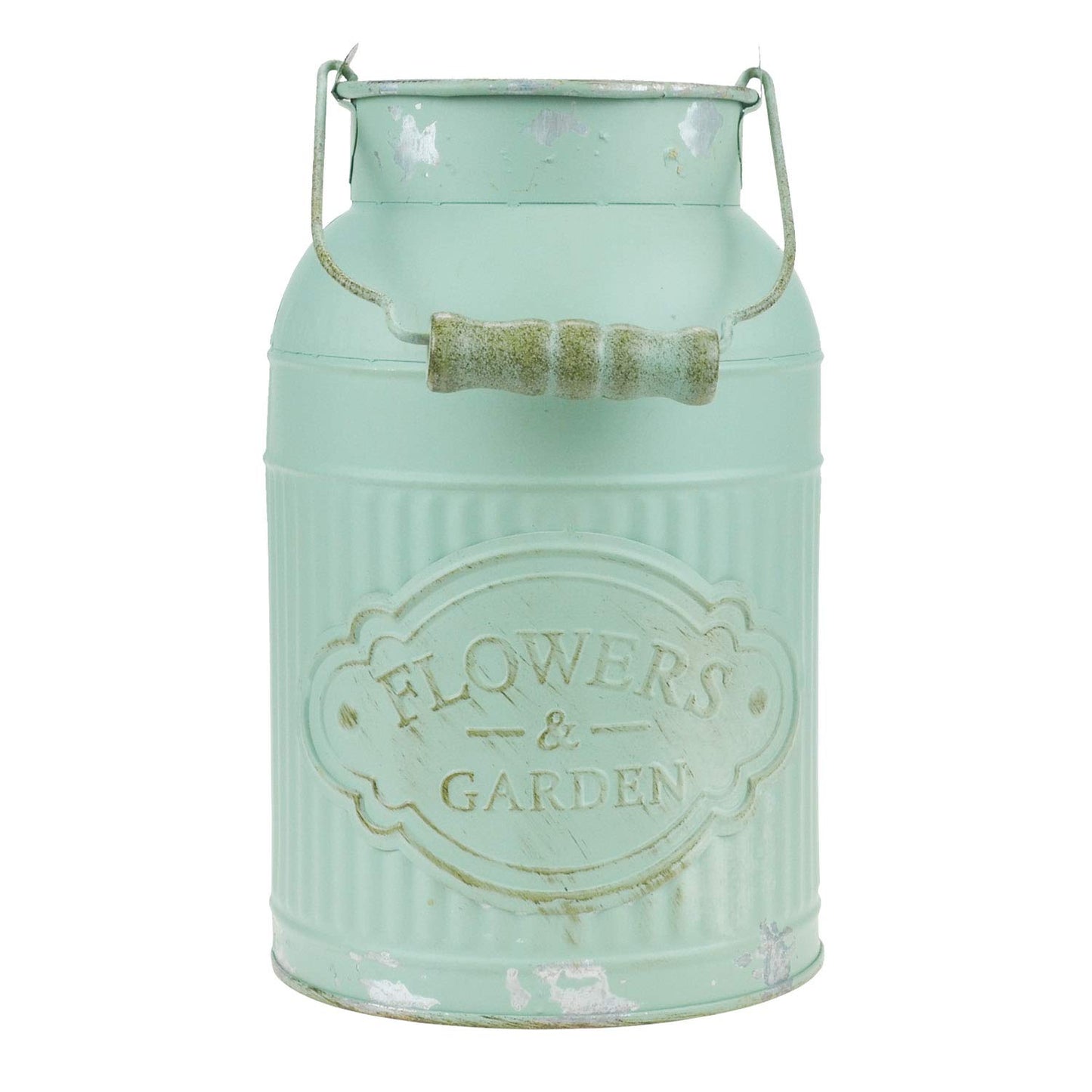 JSY-UP Green Galvanized Metal Farmhouse Flower Vases - Rustic Decorative French Flower Bucket Pots for Wedding Table Centerpiece Decorations, Home Decor