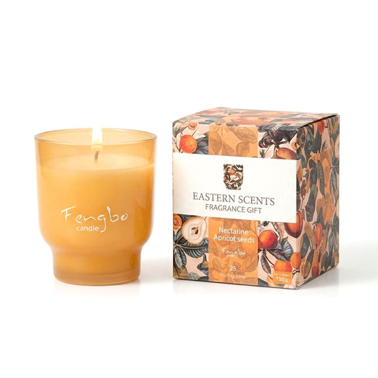 Nectarine Apricot Scented Candle, Decorative Colored Glass Jar with Natural Soy Wax, Aromatherapy Non Toxic with Essential Oil, Relaxing Candle Gift for Women, Candles for Home Scented