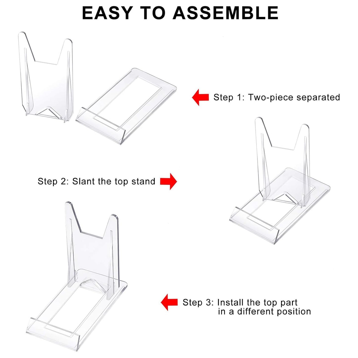 Zonon Acrylic Plate Stands for Display Adjustable Plastic Stand Holders Picture Plate Holders Clear Mini Easels Stands to Display Pictures for Home Office Supplies Festival Party Decoration(20 Pcs)