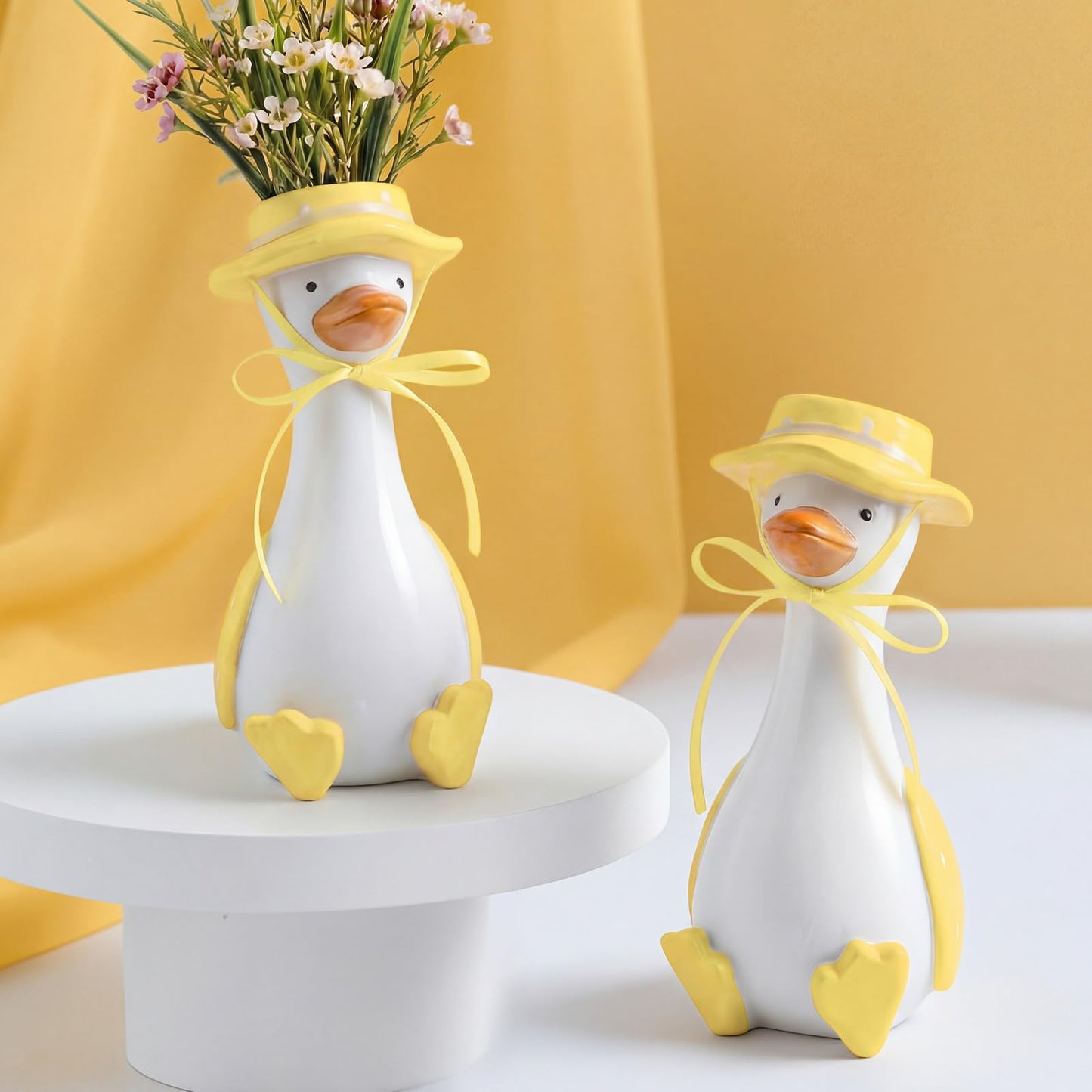 Yiyiring 2 Pcs Silly Goose Vase Funny Flower Vase, Unique Office Decor, Quirky Centerpiece for Table or Shelf,for Housewarming Gifts, Teacher Mothers Day(Yellow)