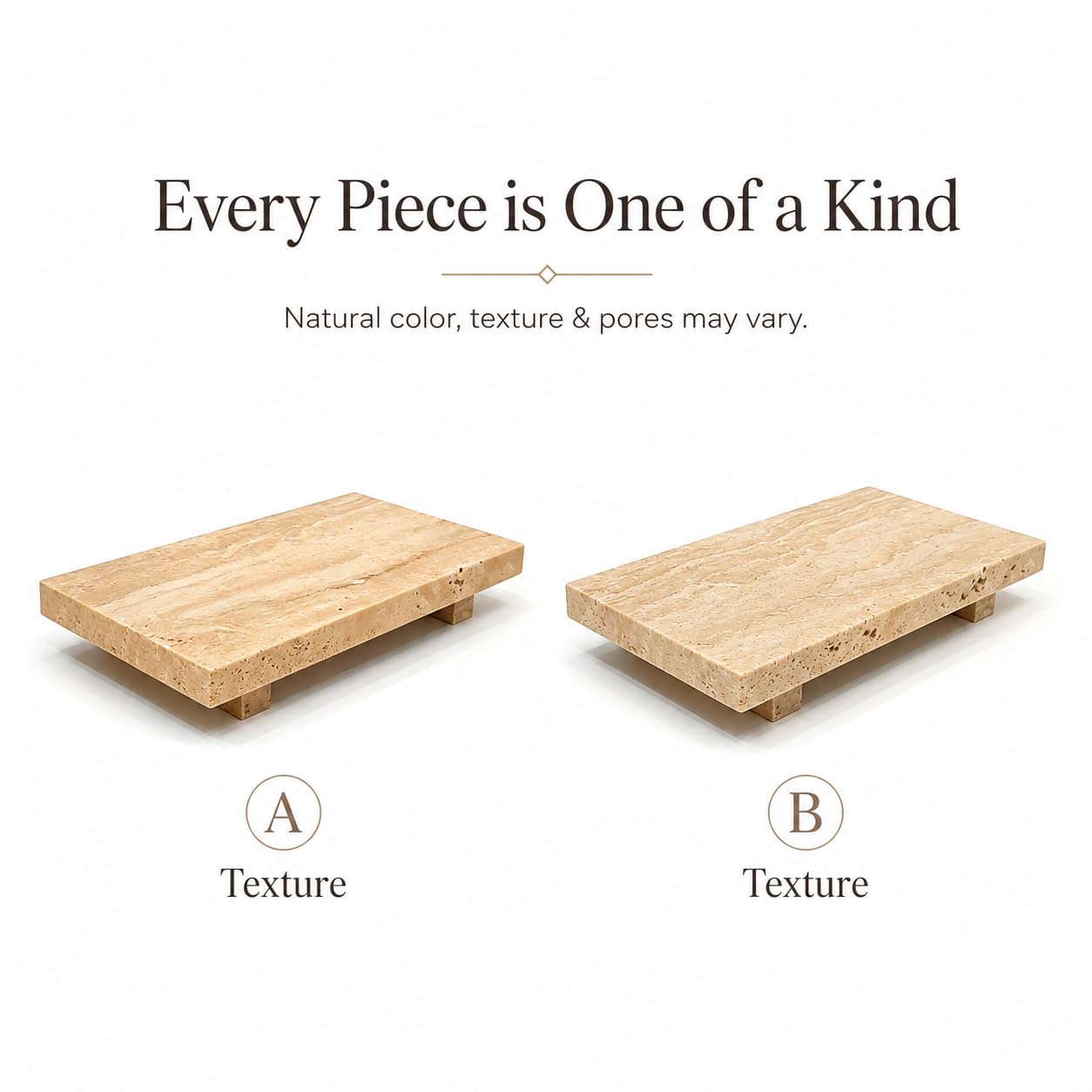 Natural Travertine Pedestal Tray, Stone Vanity Riser for Soap, Perfume, Jewelry and Candles, Decorative Bathroom Counter Tray