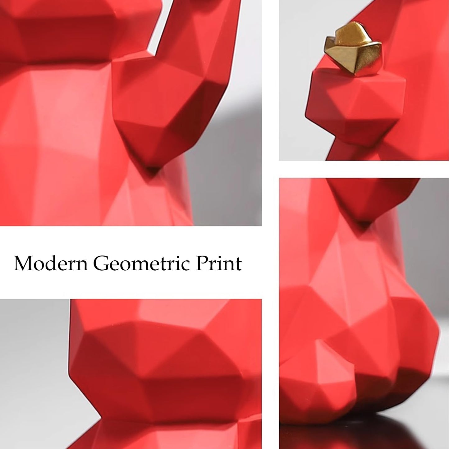 Milnnie Geometric Lucky Cat Figurine 4"x5"x6" – Resin Maneki Neko Feng Shui Decor, Modern Fortune Cat Sculpture for Living Room, Office, Desktop, Bar Cabinet (White)