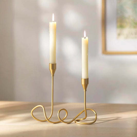 Romadedi Taper Candle Holder Gold - 7.99" Tall Metal Candlestick Holder - Modern Vintage Candle Stick Holders for Wedding Centerpiece Dining Table Decor Fireplace Mantel Christmas Decoration