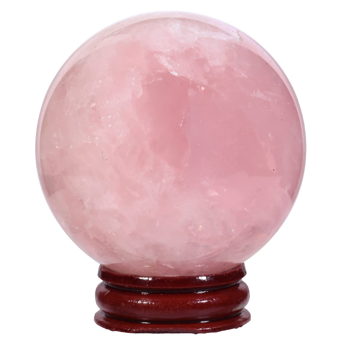 TUMBEELLUWA 2.2-2.4 Inches Natural Rose Quartz Crystal Ball with Wood Stand